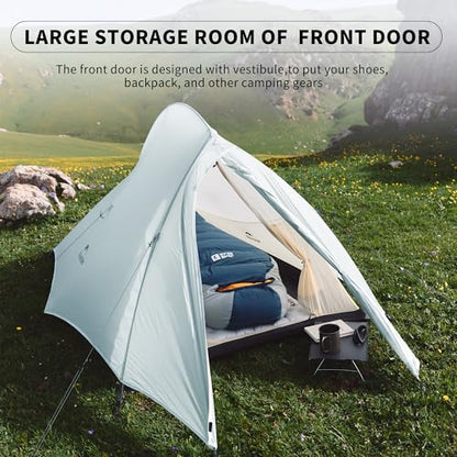 Naturehike Cloud Up 1 Person Tent, Lightweight Backpacking Tents for One Man, Waterproof Ultralight One Person Tent for Camping Hiking Backpacking - color: Light Gray