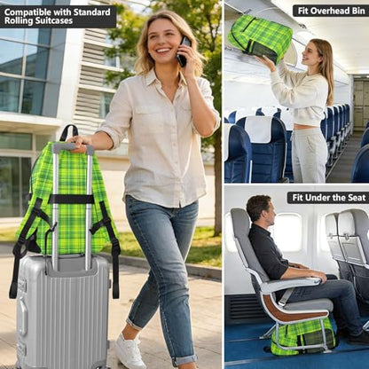 ALAZA Lime Green Plaid Pattern Backpack for Women Men, 23L Water Resistant Twill Daypack with 14 Inch Laptop Compartment, Wide Open Aesthetic School Bag for Travel Work