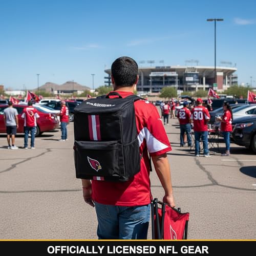 Cooler Backpack – Portable Soft Sided Ice Chest – Insulated Bag Holds 36 Cans - Football Gear – Show Your Team Spirit with Officially Licensed Fan Gear - style: Arizona Cardinals