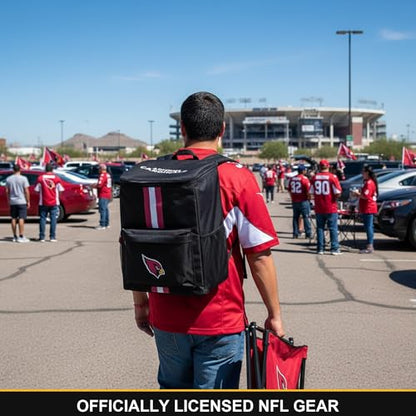 Cooler Backpack – Portable Soft Sided Ice Chest – Insulated Bag Holds 36 Cans - Football Gear – Show Your Team Spirit with Officially Licensed Fan Gear - style: Arizona Cardinals