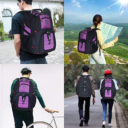 SHRRADOO Extra Large 50L Travel Laptop Backpack with combination lock, College Backpack Airline Approved Business Work Bag Fit 17 Inch Laptops for Men Women,Purple - color: Purple