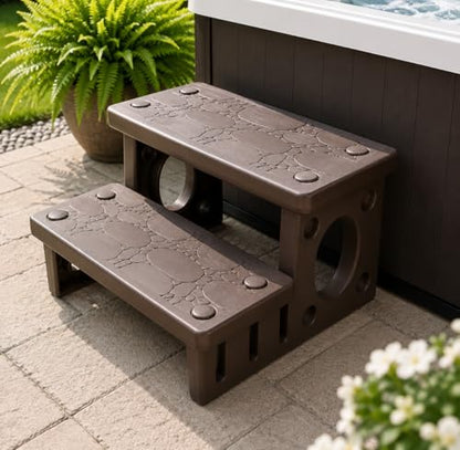 XtremepowerUS Universal Hot Tub Spa Outdoor & Indoor Pool Camper Tub RV Deck Heavy Duty Anti-Slip Bathtub 2-Steps, Mocha - color: Mocha