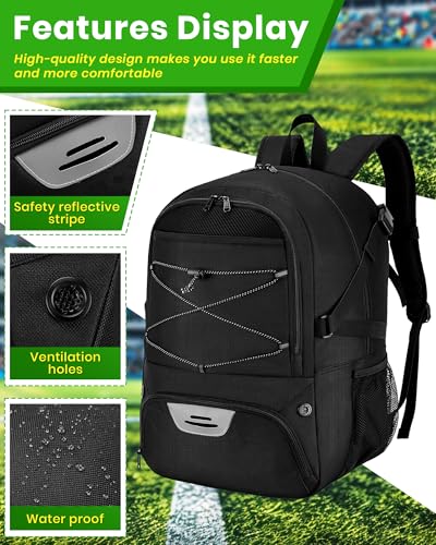 Hsmihair Basketball Backpack Large Sports Bag for Men&Youth,Gym Bag with Separate Ball & Shoes Compartment,Travel Bag for Basketball,Soccer,Volleyball - color: Black New