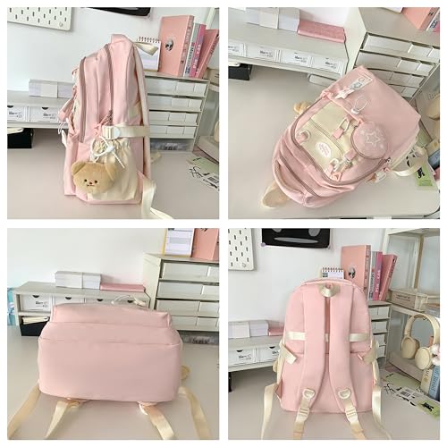 Coquette College Backpack Y2K Kawaii Preppy Large Laptop Bookbag Casual Aesthetic Fashion Travel Daypack for Women (Black) - color: Black