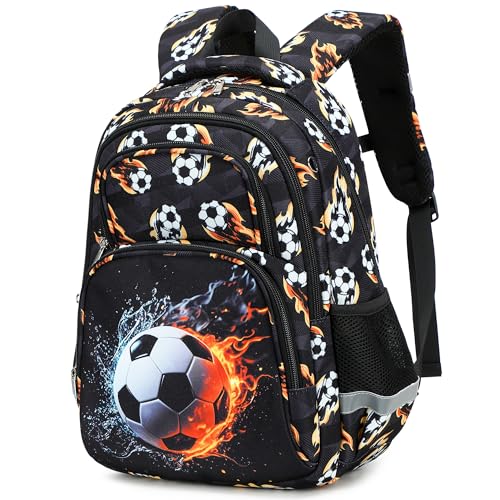 abshoo Cute Soccer School Backpack For Boys Elementary Kindergarten Kids School Bag (Soccer Black) - color: Soccer Black