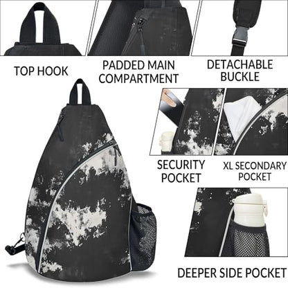 Pickleball Bag for Women Men Adjustable Crossbody Sling Backpack Hold Pickleball Paddle Water Bottle - color: Multicolor 4