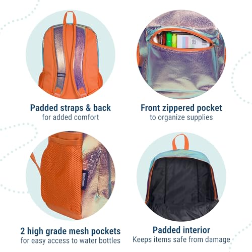 Wildkin 16-inch Kids Backpack – Durable, Padded & Spacious School Bag for Boys & Girls - Orange Shimmer - color: Orange Shimmer