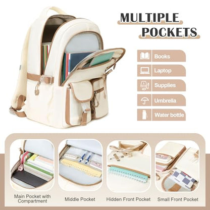 DIGOBAY Backpacks for Girls - 3PCS Girls Backpack with Lunch Box & Pencil Pouch School Backpacks for Elementary Middle High College School Bookbag for Teen Girl Kids Students Khaki - color: Khaki