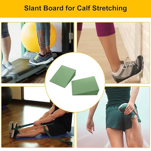 Wedge Block - EVA | Incline Board | Balance Board Foam Stretching Wedge Slant Calf Stretch Foot Support Exercise Tool for Physical Yoga Fitness Training Rehabilitation and Daily Use - color: Green 15x12x5cm ( pair)