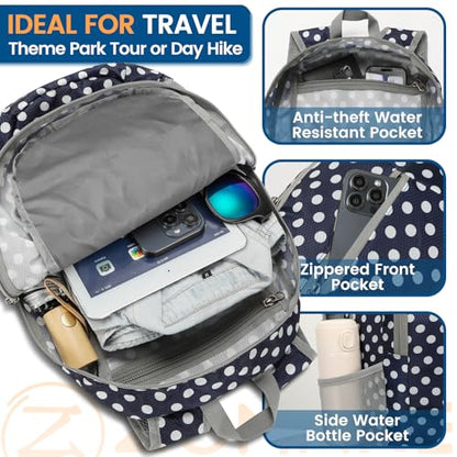 ZOMAKE Ultra Lightweight Packable Backpack 25L, Foldable Hiking Backpacks Water Resistant Small Folding Daypack for Travel(Blue, White Polka Dot) - color: Blue, White Polka Dot