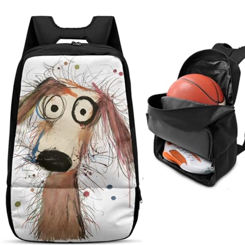 Basketball Backpack With Separate Ball Compartment And Shoes Fit Basketball Volleyball Football - color: Artistic Dog