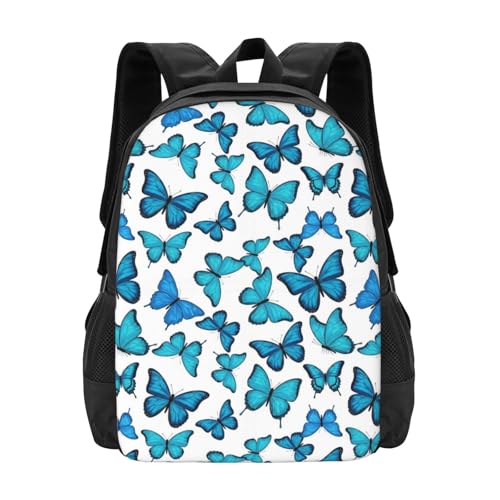 Breathable Outdoor Daypack Blue Butterfly Butterflies, Durable Anti Theft Travel Backpack Adjustable Strap Shoulder Bag for Hiking Camping City Walking - color: Design (1327)