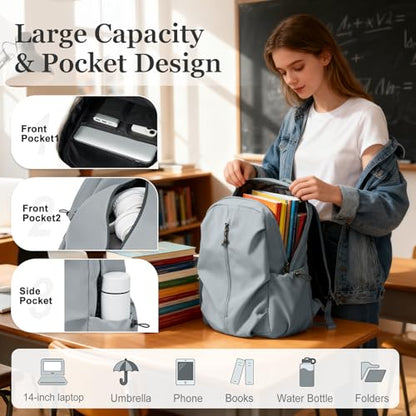 weradar School Backpack For Women Men,Waterproof College Backpack,High School Bookbag,Lightweight Casual Daypack Travel Backpack,Carry On Bag for Office/Teacher/Work(Grayish Blue) - color: A4-blue