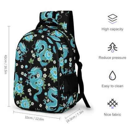 Nurse Teacher Travel Backpack Light Blue Flowers Cool Dragons Floral Purse, Cute Laptop Backpack with Tumbler Holder for Women College Work Casual Daypack - color: Pattern (259)