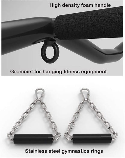Wall Mounted Pull Up Bar Strength Training Pull-Up Bars Heavy Duty Chin Up Bar Wall Mount with Exercise Bands for Home Gym Indoor Outdoor,