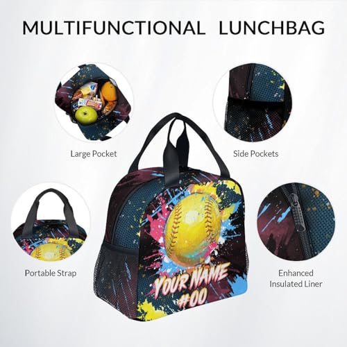 COZYAURA Custom Backpack Set - Softball Backpacks for Girls - Kids Bookbag for Elementary Middle School - Personalized School Bag with Lunch Box & Pencil Case - color: Style-4