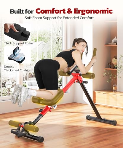 Yoleo 2 in 1 Ab & Rowing Machines for Home, Foldable Ab Workout Equipment, Ab Trainer Machine for Stomach Workout, Ab Crunch Machine with Foam Support,7-Length Adjustable Ab Machine for Home Exercise