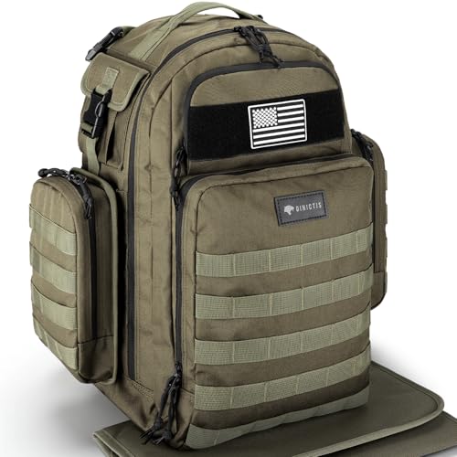 Dinictis Dad Diaper Bag, Mens Diaper Bag Backpack with Diaper Changing Mat, Military Diaper Backpack with Molle Webbing, Waterproof Pouch, Baby Wipes pocket, Insulated Bottle Pockets- Jungle Green - color: Jungle Green