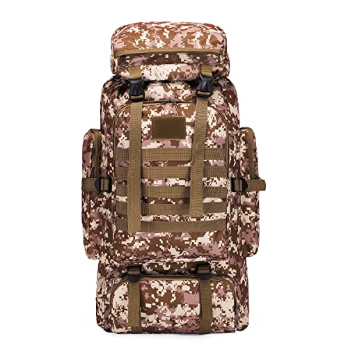 YFREAL 80L Hiking Camping Backpack,Hunting Backpack for Outdoor,Backpack Waterproof,Tactical Backpack for Men Women - color: Yellow