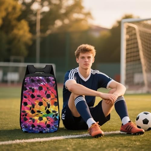 18.5in Basketball Backpack Basketball Bag with Shoe Compartment & Ball Holder, Waterproof Bag for Soccer Volleyball - color: Colorful Tie-Dye Football Print