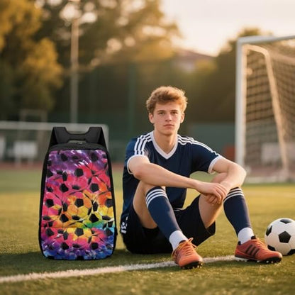 18.5in Basketball Backpack Basketball Bag with Shoe Compartment & Ball Holder, Waterproof Bag for Soccer Volleyball - color: Colorful Tie-Dye Football Print