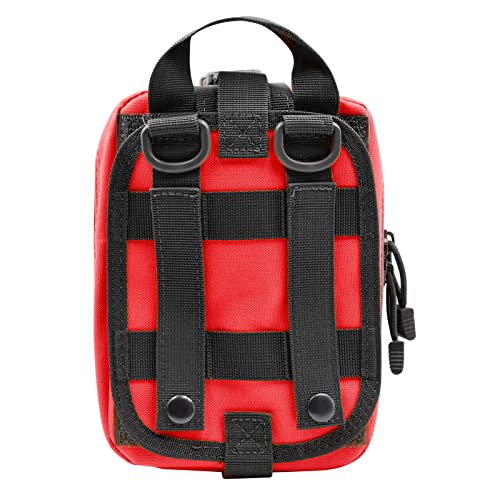 First Aid Pouch 1000D Nylon Tactical Molle Tear Away Medical Pouch Empty Utility Pouch for Outdoor Activities Medical Supplies Camping Hiking Travel,Bag Only - color: Red