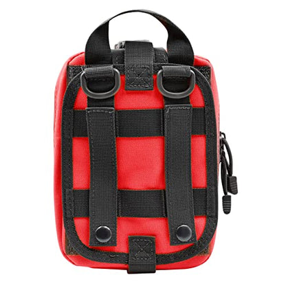 First Aid Pouch 1000D Nylon Tactical Molle Tear Away Medical Pouch Empty Utility Pouch for Outdoor Activities Medical Supplies Camping Hiking Travel,Bag Only - color: Red