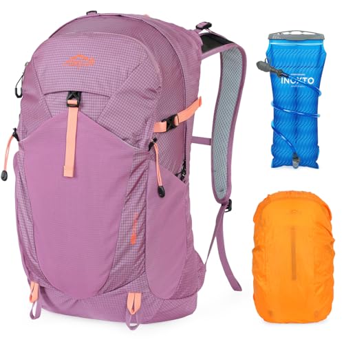 IX INOXTO Hiking Hydration Backpack with 2L/3L Water Bladder for Women and Men18L/25L Water Backpack for Hiking, Cycling, Climbing, Camping - style: Purple-3L Water Bladder