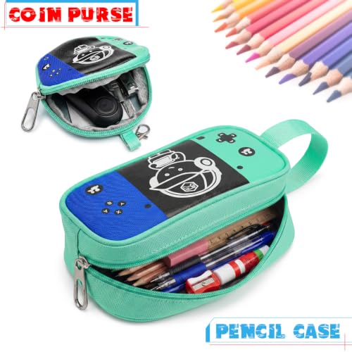 Boys Backpack, Luminous Gamer Backpack for Boys with Lunch Box,Pencil Case and Coin Puese,Kids Schoolbag Bookbag for Teen Boy Elementary Middle High School Travel(Green-Blue) - color: Green-blue