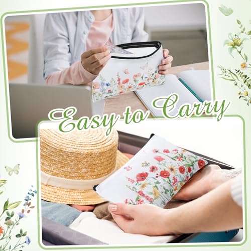 Reginary 20 Pcs Makeup Bags Gifts for Women Canvas Cosmetic Bags with Zipper Bulk Gift for Women Travel Purse Organizer Pouch Accessory, Toiletry Large Capacity, 7 x 4.3 Inch(Flowers) - style: Flowers