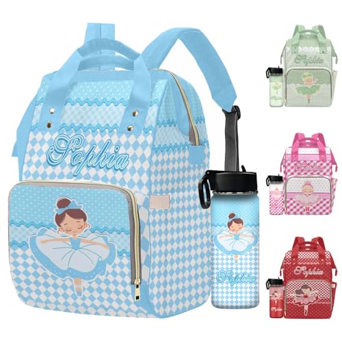 Newcos Customized Diaper Bags with Name, Personalized Mommy Backpack Tote Bags with Water Bottle for Newborn Baby, Custom Nursing Bag for New Mom Wife Mothers Day Travel Blue - color: Patten 19