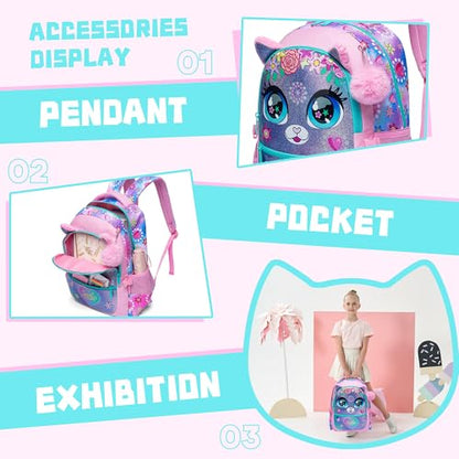 Backpacks for Girls School Bag Cute Girls Backpacks Ages 8-10 Kids Bookbag Set Travel Backpack for Preschool Kindergarten Elementary Students Backpack to School Supplies - color: Flower
