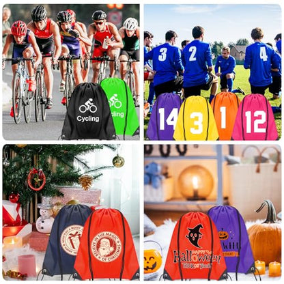 10Pack Drawstring Backpack,Lightweight Sports Gym Sack with 10 Color Options,Water-Resistant Cinch Backpack for Men Women, Fitness,Running,Outdoor Activities,Bulk Carry All String Bags