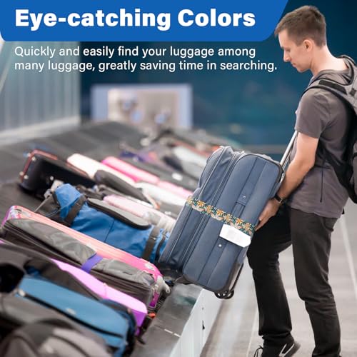 2 Pack Luggage Straps for Suitcases, Adjustable Travel Belt with Double Lock and Quick Release Buckle, Heavy Duty Nylon Bag Packing Strap, Unique Identifiers Business Travel Accessories-Green Flowers - color: 24020 Green Flowers