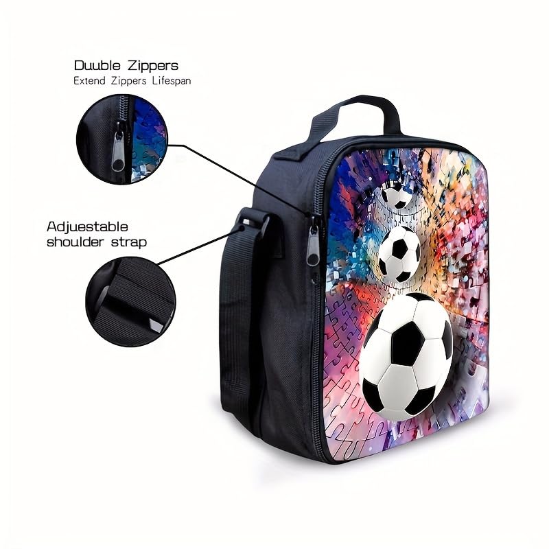 3PCS Soccer Backpack Set, 16" Lightweight Football Daypack, Soccer Ball Print Casual Laptop Backpack for Travel Camping Work (style-11) - color: Style-11