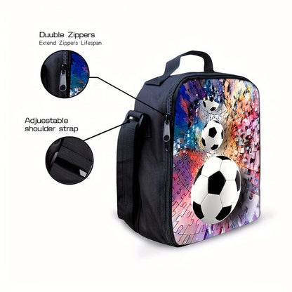 3PCS Soccer Backpack Set, 16" Lightweight Football Daypack, Soccer Ball Print Casual Laptop Backpack for Travel Camping Work (style-11) - color: Style-11