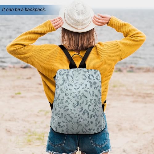 Leopard Print Baby Blue Backpack Purse for Women Anti-Theft Bag Fashion Bags Ladies Shoulder Travel Bag - color: Leopard Print Baby Blue, size: No Custom
