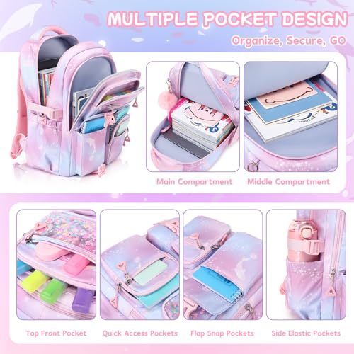 Girls Backpack,School Bag for Kids,Primary,Elementary,teen ages 6-15 Girls Bookbag,Students Kawaii Backpack Pink dolphin - color: Pink Dolphin