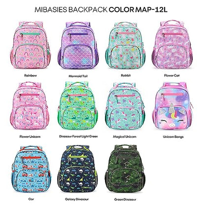 mibasies Girls Backpack 5-8: Lightweight Kids Backpacks for Girls - Girl Bookbag for Elementary School - Mermaid Tail Purple - color: Mermaid Tail, style: Kids-15"h