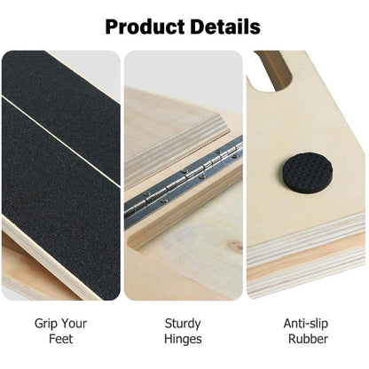 6-Angle Slant Board & Balance Board, 2-in-1 Wooden Mobility Board, Adjustable 40° Incline Stretch Board with Non-Slip Surface, Calf Stretcher and Ankle Balance Board for Adults, Squats, Stability Workouts - color: Single