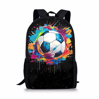 3PCS Soccer Backpack Set, 16" Lightweight Football Daypack, Soccer Ball Print Casual Laptop Backpack for Travel Camping Work (style-7) - color: Style-7