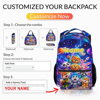 Kids Backpack Toddlers Custom Astronaut Backpacks for Boys Girls, 17in Lightweight Cute Funny Animal School Bookbag for Kindergarten Preschool Elementary - color: Brown