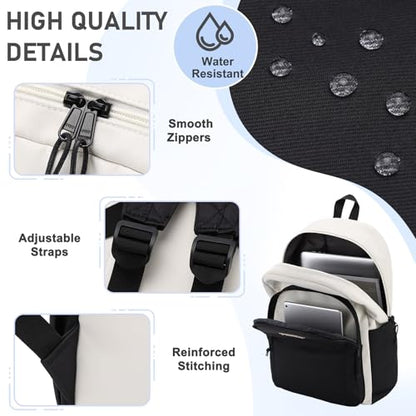 Kasqo School Backpack,Water Resistant Middle High School Bookbag for Teens Girls Boys School Bag Casual Women Men Daypack for Travel College Black White - color: Black White