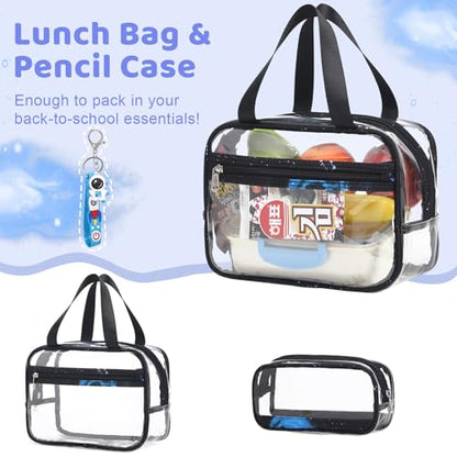 ACESAK Clear Backpack for Boys Girls - 3 Pcs Clear Heavy Duty with Lunch Bag - See Through Backpack Stadium Approved(Galaxy) - color: Galaxy