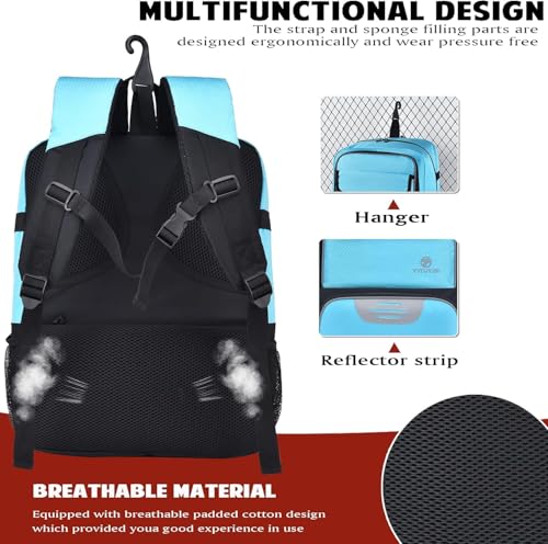 Youth Soccer Bag, Soccer Backpack with Ball Holder, Basketball Volleyball Football Handball Sports Backpack with Ball Compartment - color: Like Blue
