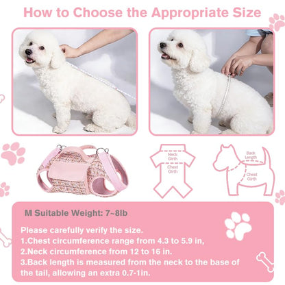 Dog Lift Harness Backpack for Small Dogs Cats, Adjustable Straps Dog Sling Carrier Full Body for Hiking, Travel, Outdoor – Pink Medium - size: Medium(7-8LBS)