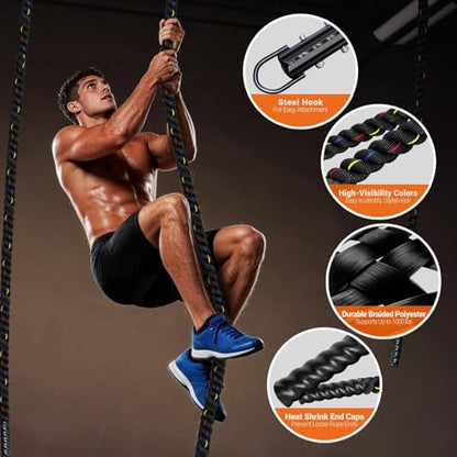 Climbing Rope Gym Workout - 1.5inch Diameter with 10FT 15FT 20FT 30FT 40FT Gym Climb Rope Heavy Duty Workout Exercise Ropes for Adults Indoor Outdoor Strength Training - style: 1.5in X 30ft