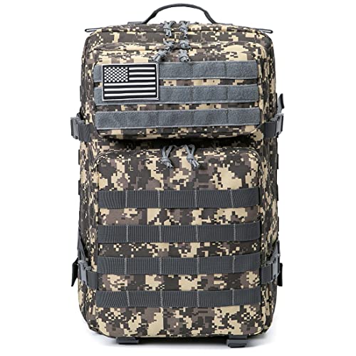 QT&QY 45L Military Tactical Backpacks Molle Army Assault Pack 3 Day Bug Out Bag Hiking Treeking Rucksack… - color: 2.3 Acu