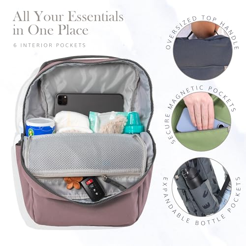 RED ROVR Roo Lightweight 1 LB Diaper Bag Backpack | 11 organizational pockets| Durable & Water-Resistant (Mauve) - color: Mauve