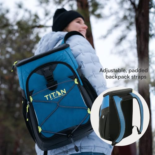 Titan by Arctic Zone Backpack Cooler, Insulated Soft Sided Bag with Leak Proof Lining and Padded Straps, for Lunch, Picnic, and Travel, 24 Can Capacity - color: Marine Blue